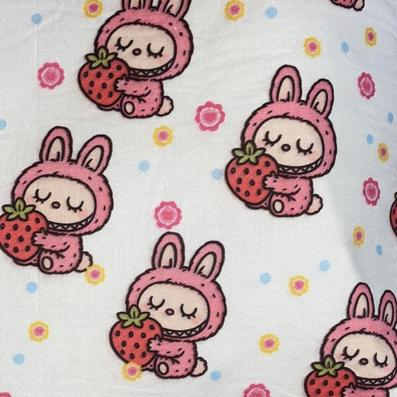 Handmade- Labubu Inspired Lychee Print Tote Bag w Bag Charm - Picture 4 of 6